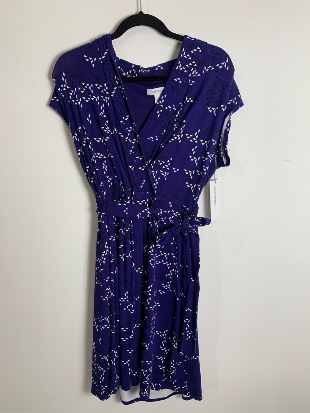 Liz Claiborne Purple Printed Wrap-Style Midi Dress